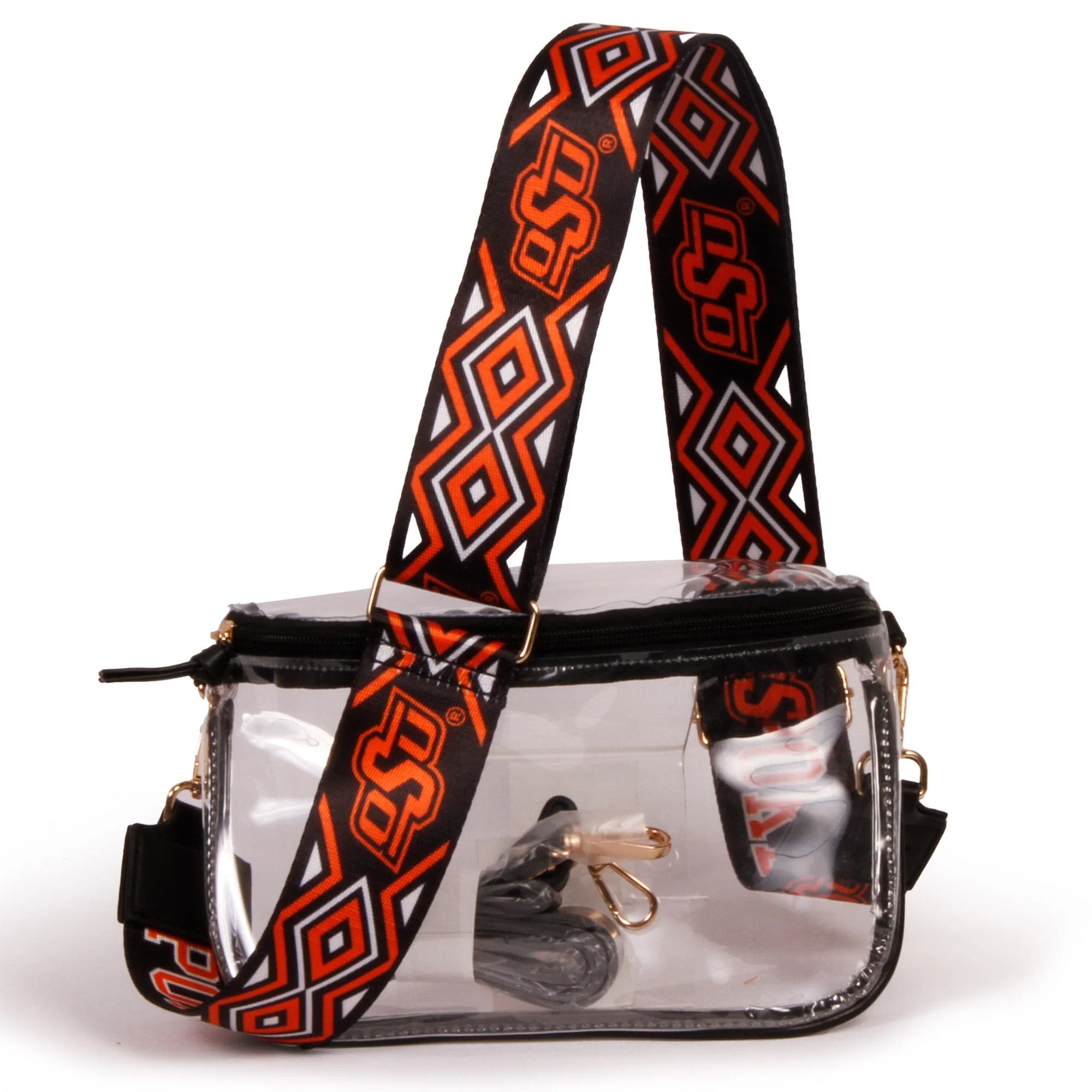 Lexi Clear Purse with Patterned Shoulder Straps - Oklahoma State