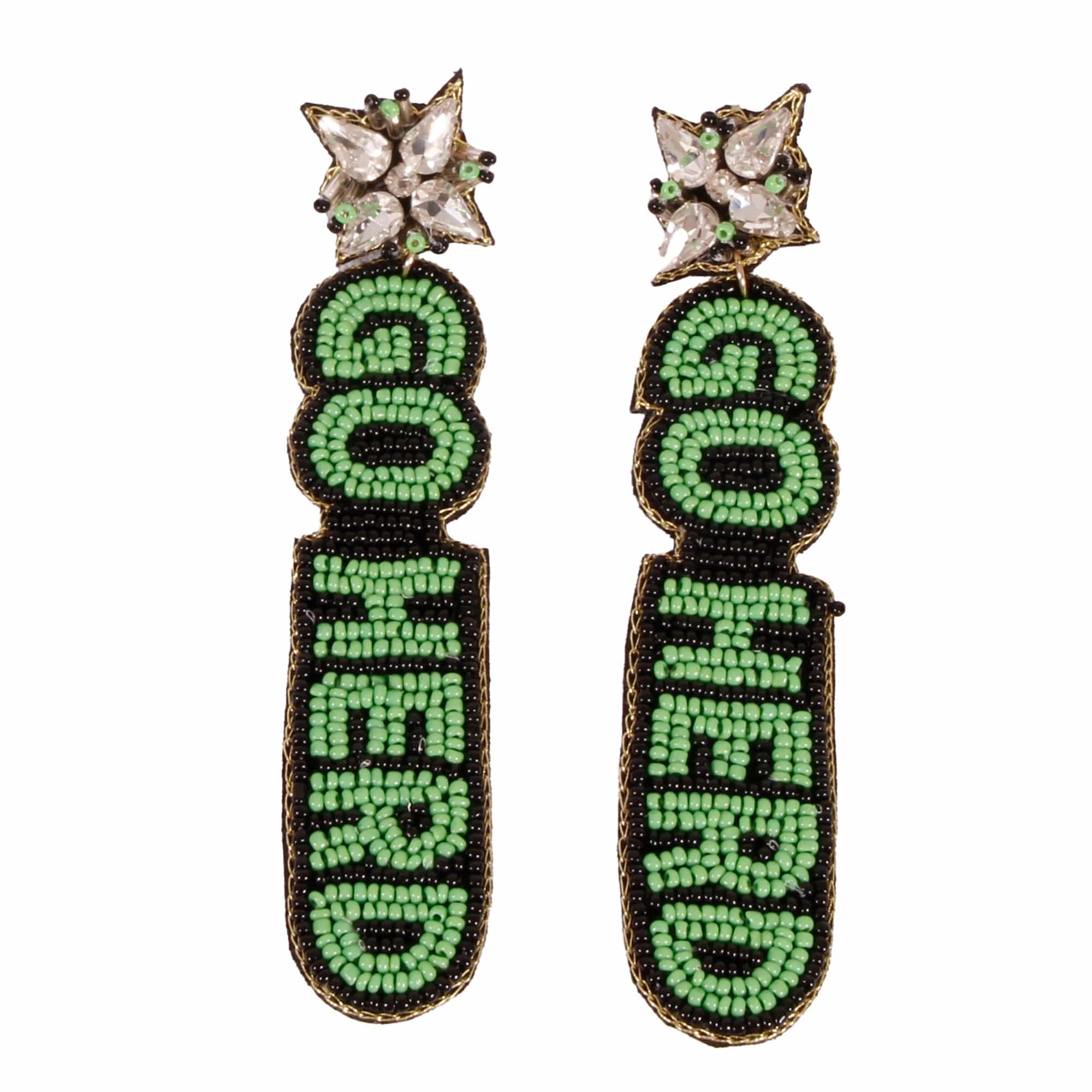 Marshall Go Herd Beaded Earrings in Green and Black by Desden