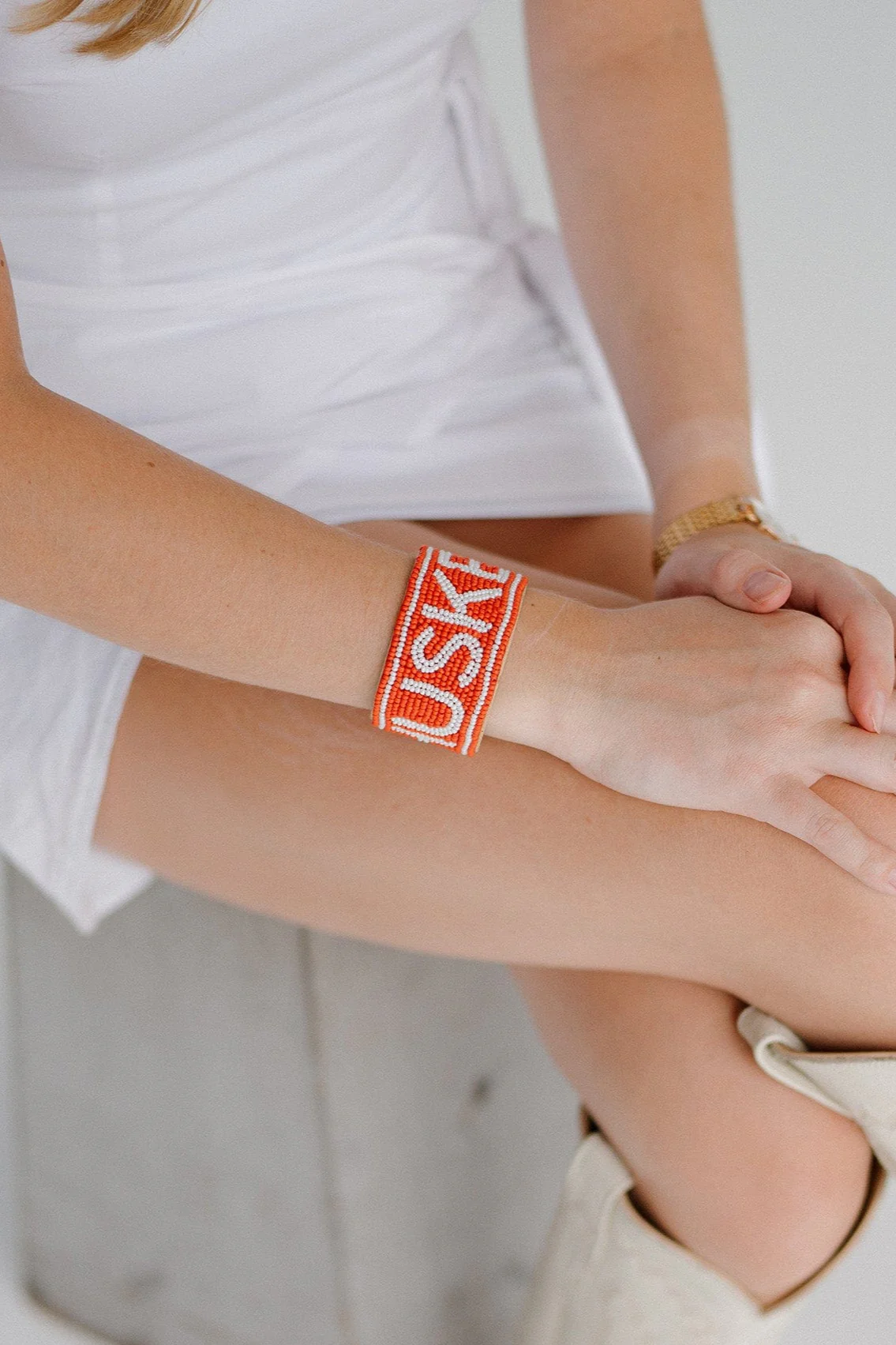 Nebraska Huskers Beaded Cuff in Red and White by Desden - Image 3
