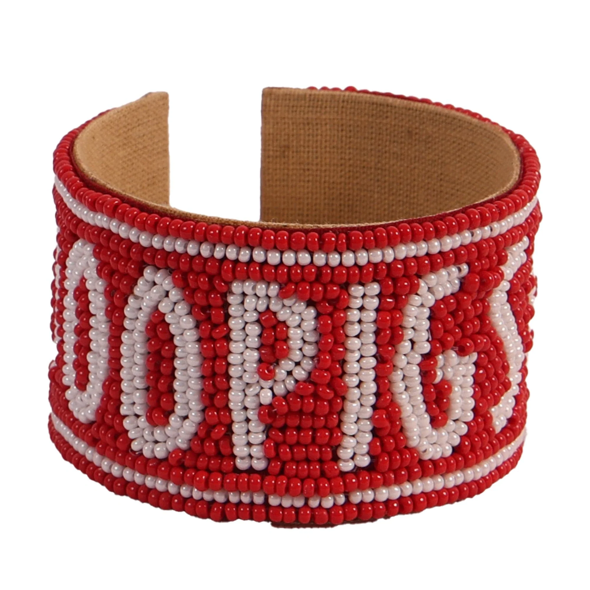 Arkansas Razorbacks Beaded Cuff in Crimson and White by Desden - Image 3