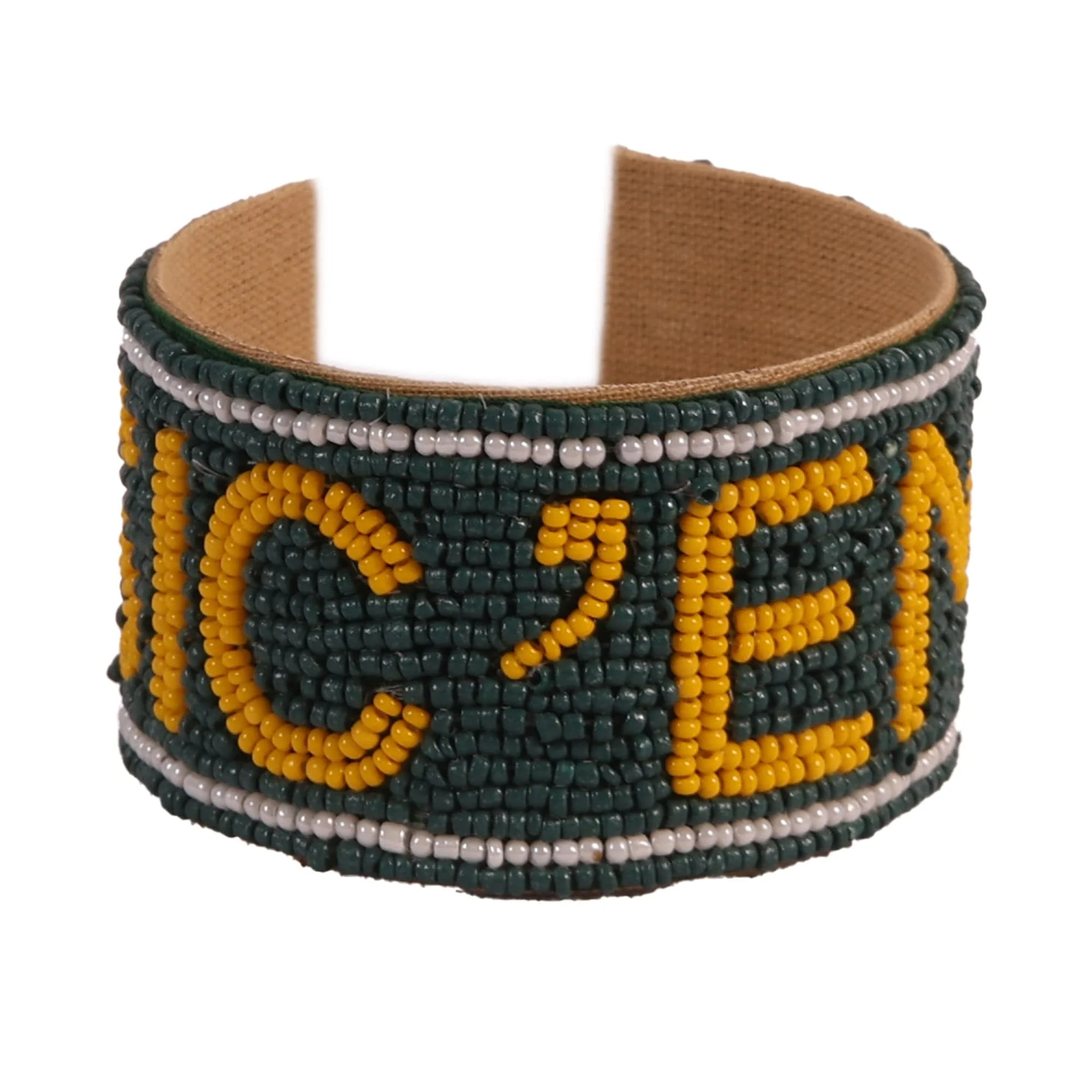 Baylor Sic 'em Bears Beaded Cuff in Green and Gold by Desden - Image 3