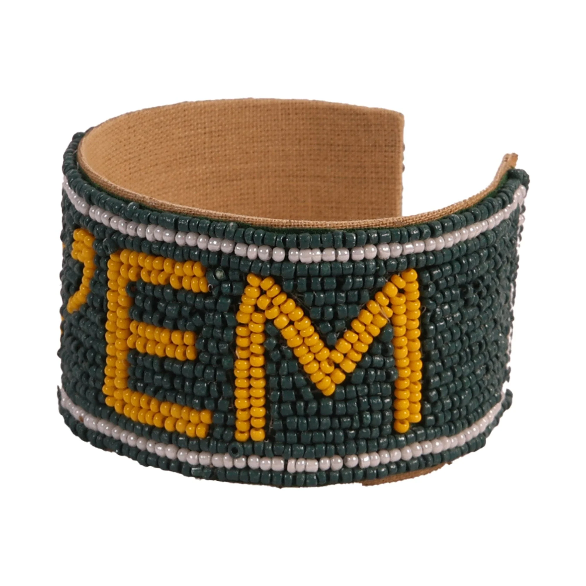 Baylor Sic 'em Bears Beaded Cuff in Green and Gold by Desden - Image 4
