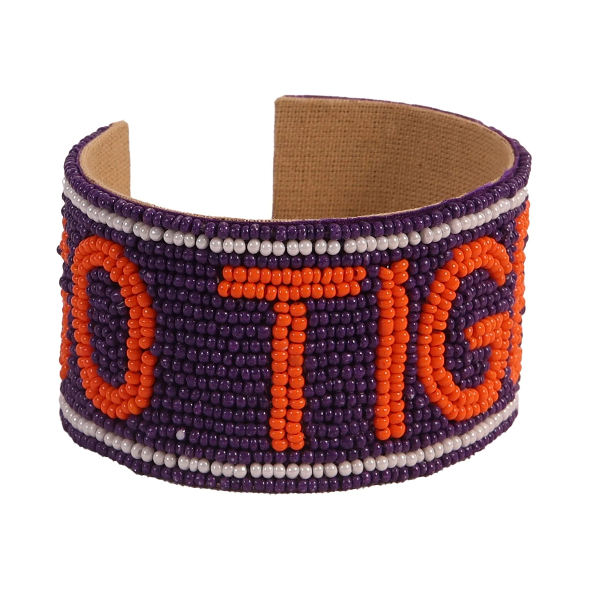 Clemson Tigers Beaded Cuff in Purple and Orange by Desden - Image 3