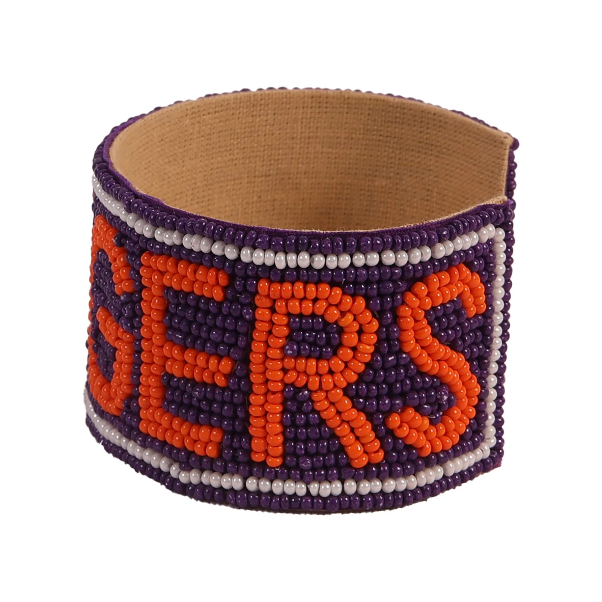 Clemson Tigers Beaded Cuff in Purple and Orange by Desden - Image 4