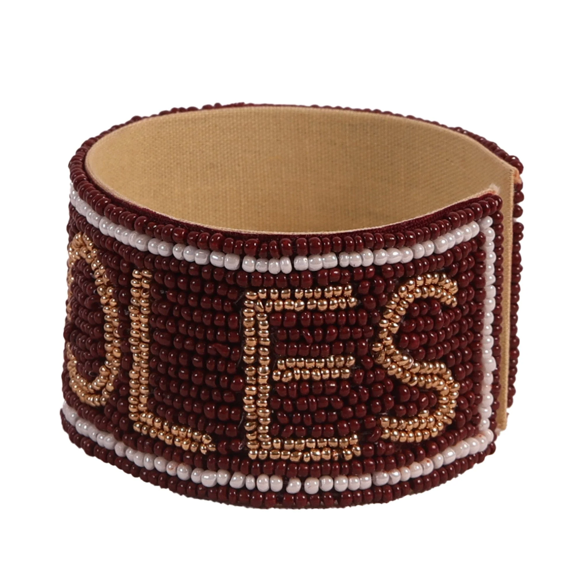 Florida State FSU Go Noles Beaded Cuff in Garnet and Gold by Desden - Image 4