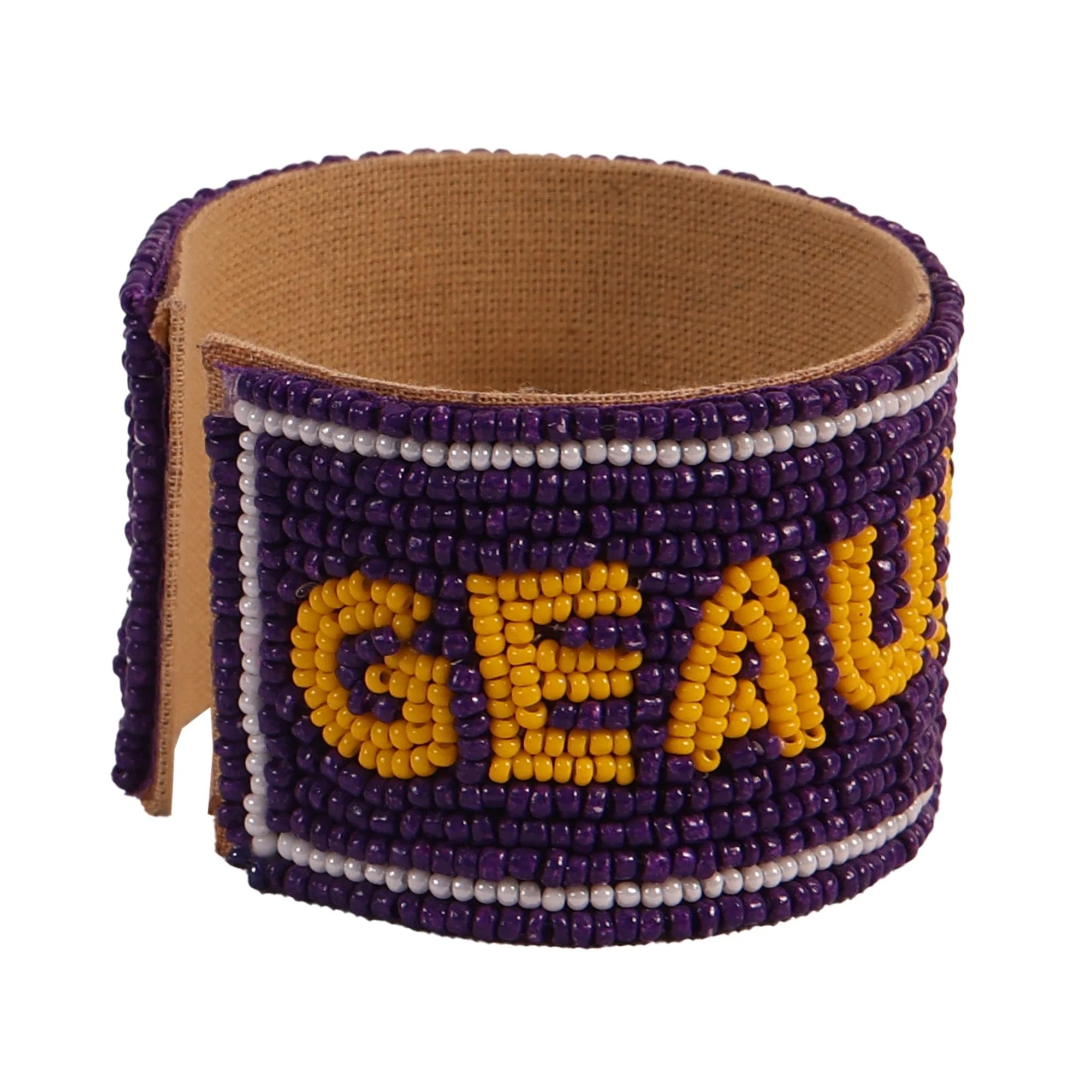 LSU Geaux Tigers Beaded Cuff in Purple and Gold by Desden - Image 2