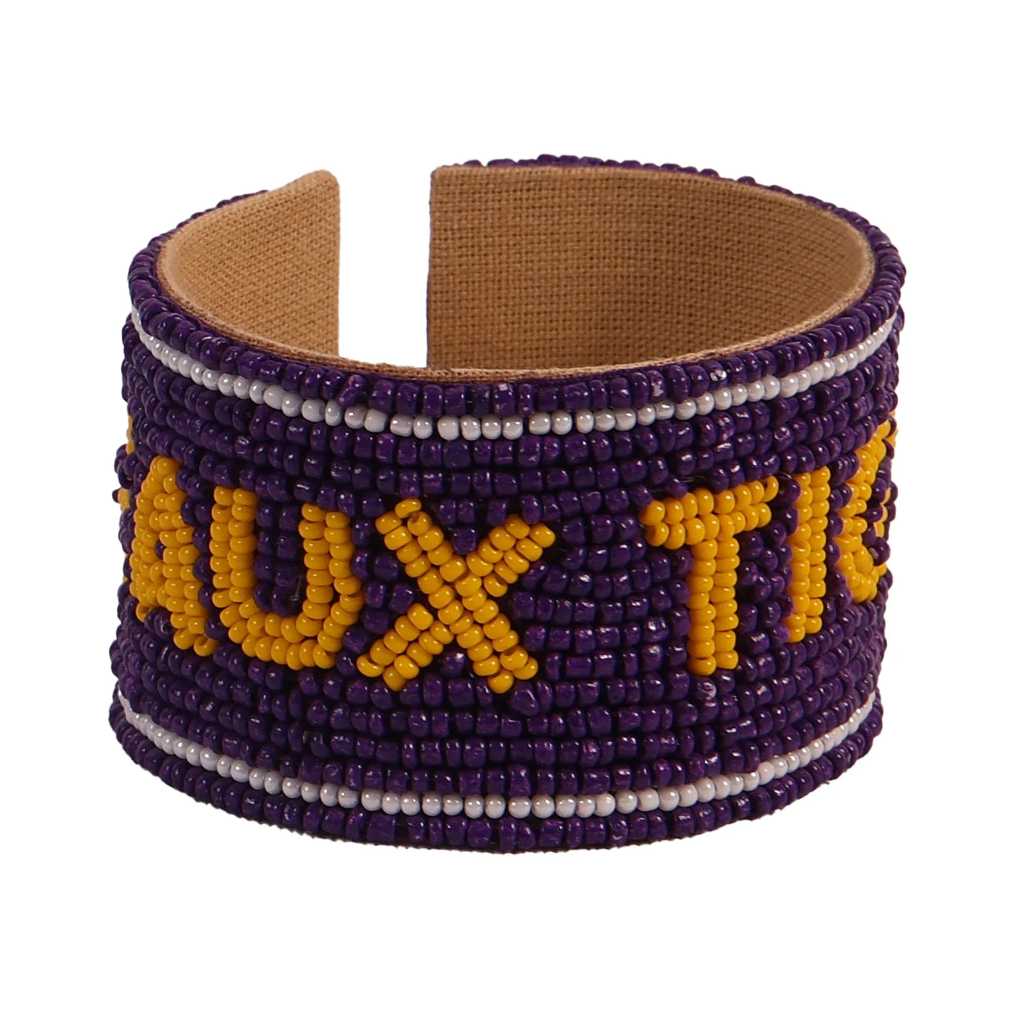 LSU Geaux Tigers Beaded Cuff in Purple and Gold by Desden - Image 3