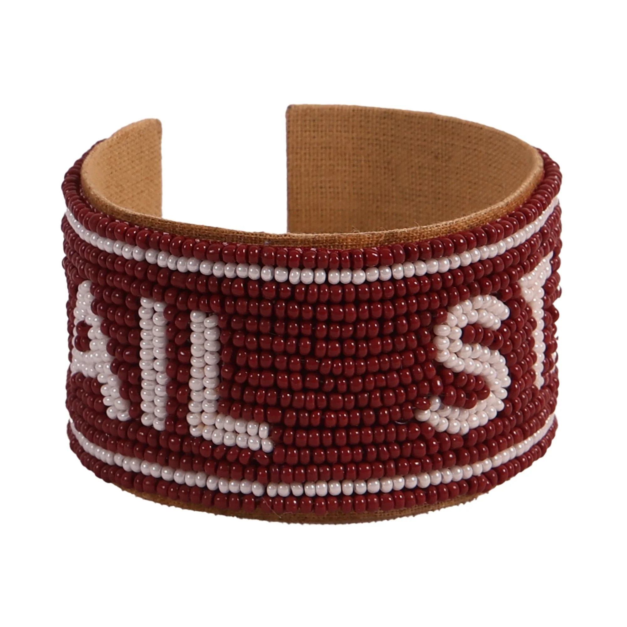 Mississippi State Hail State Beaded Cuff in Maroon and White by Desden - Image 3