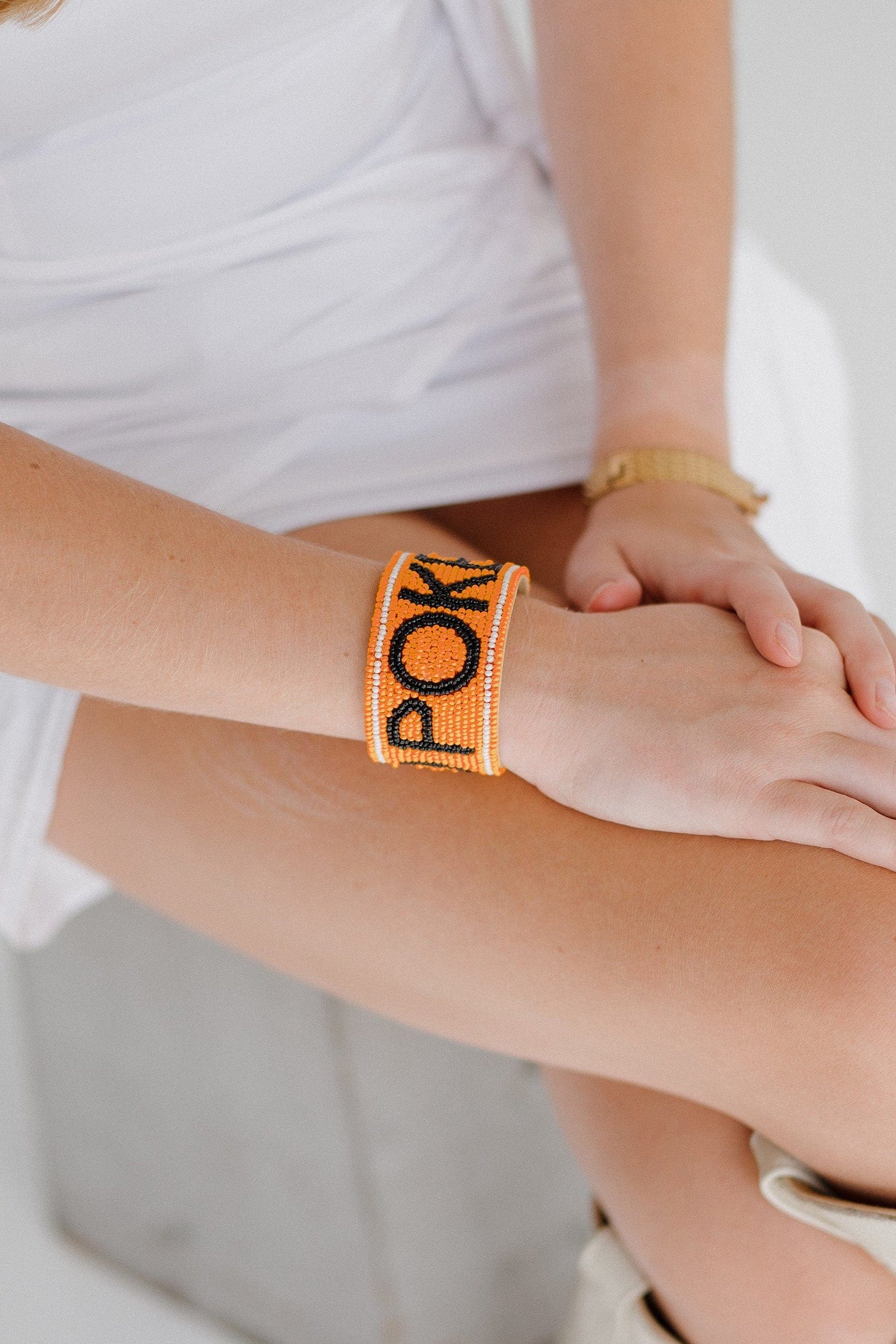 Oklahoma State OSU Cowboys Beaded Cuff in Orange and Black by Desden - Image 5