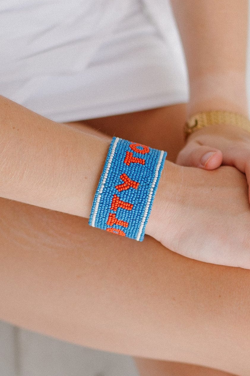 Ole' Miss Rebels Hotty Toddy Beaded Cuff in Sky and Red by Desden - Image 2