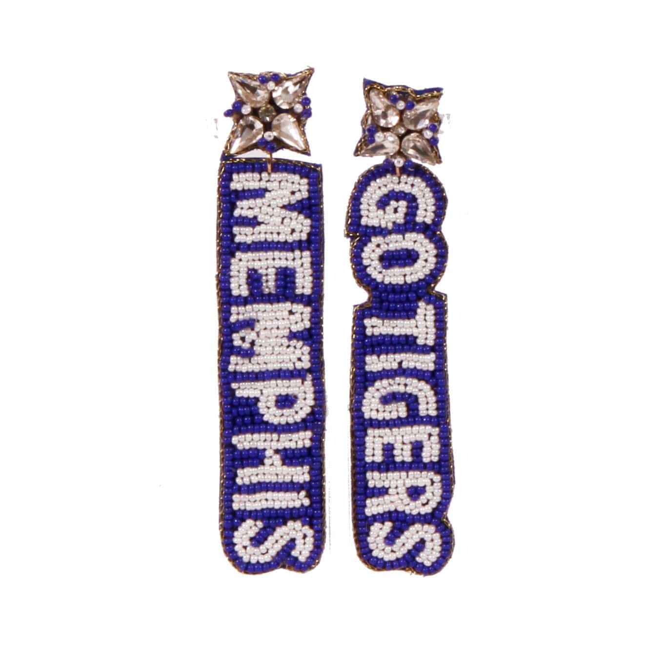 Memphis Tigers Beaded Earrings in Royal and White by Desden