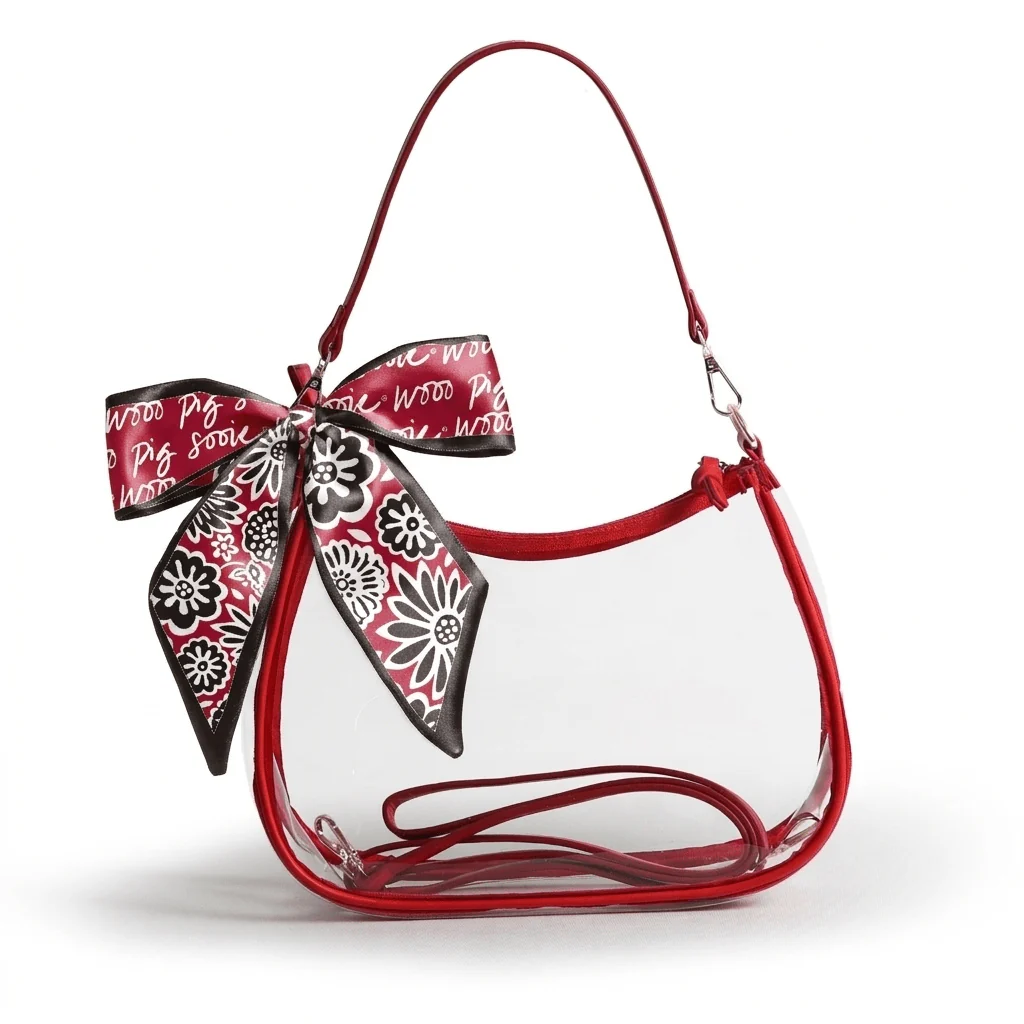 Sara Large Clear Purse with Skinny Scarf – Arkansas Razorbacks