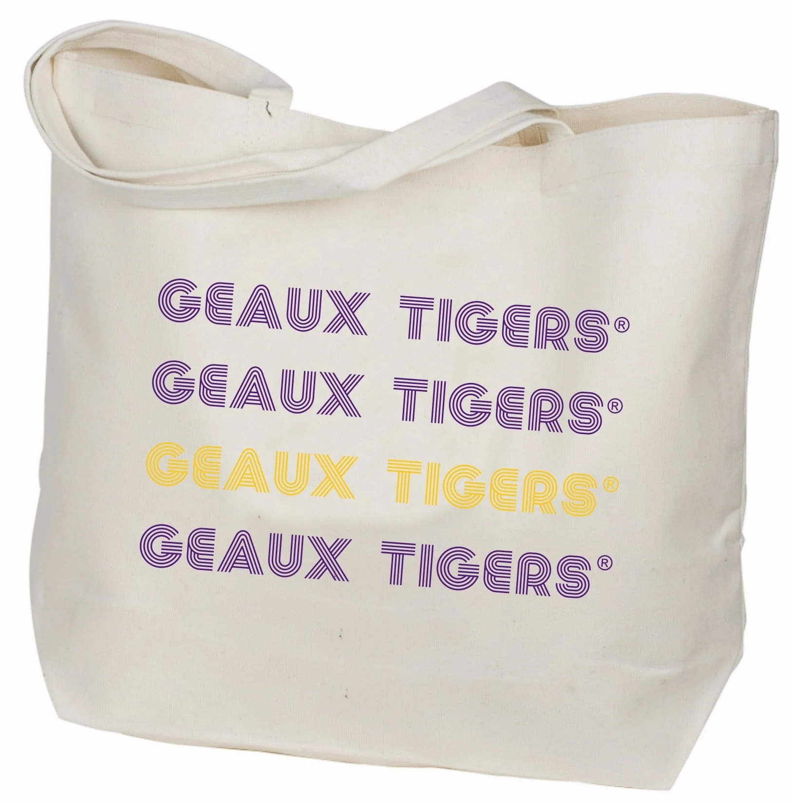 LSU Geaux Tigers Canvas Tote Bag in Purple and Gold - USA Made Tote by Desden