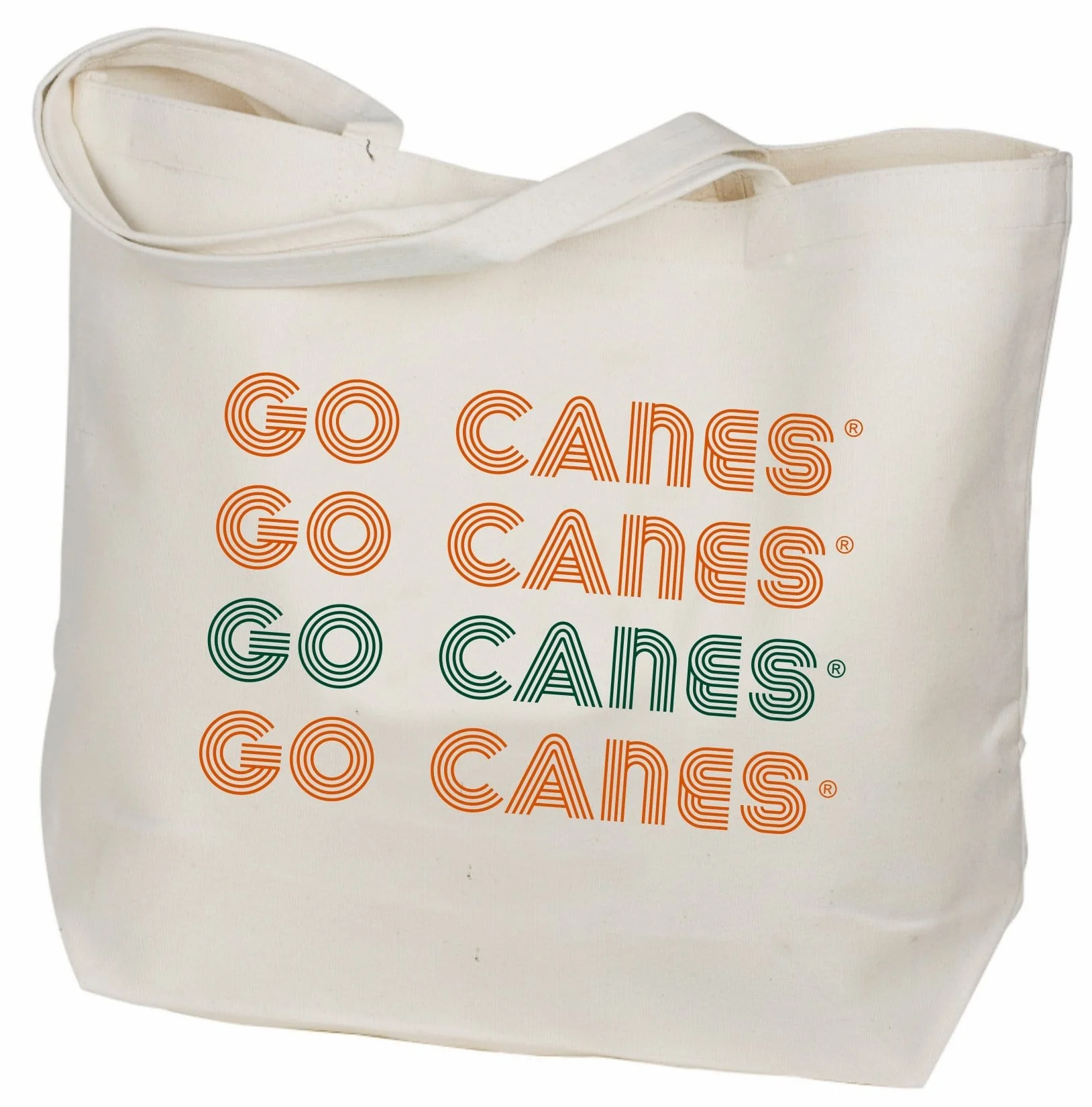 Miami Go Canes Canvas Tote Bag in Orange and Green - USA Made Tote by Desden