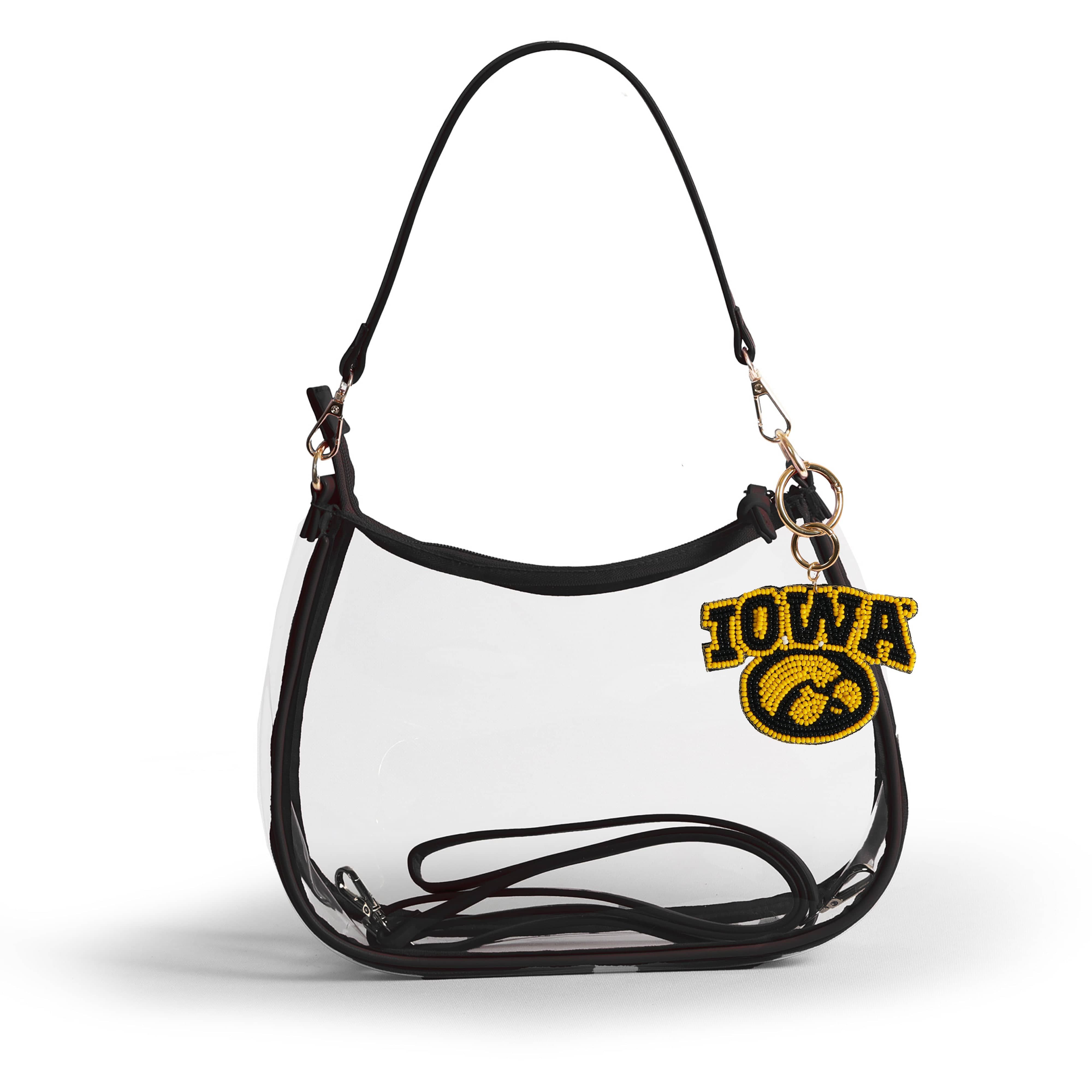 Sara Clear Purse with Beaded Charm – Iowa Hawkeyes