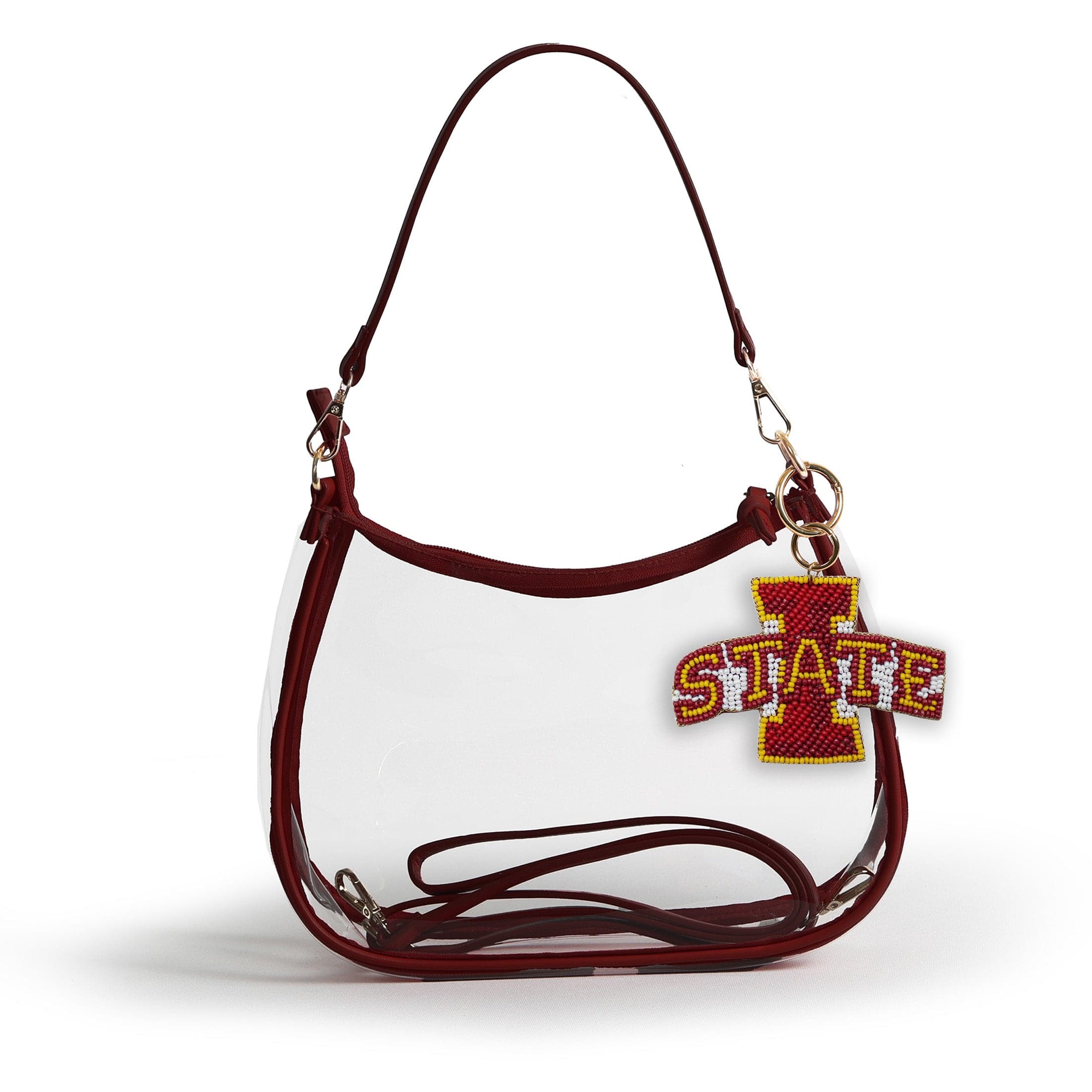 Sara Clear Purse with Beaded Charm – Iowa State Cyclones