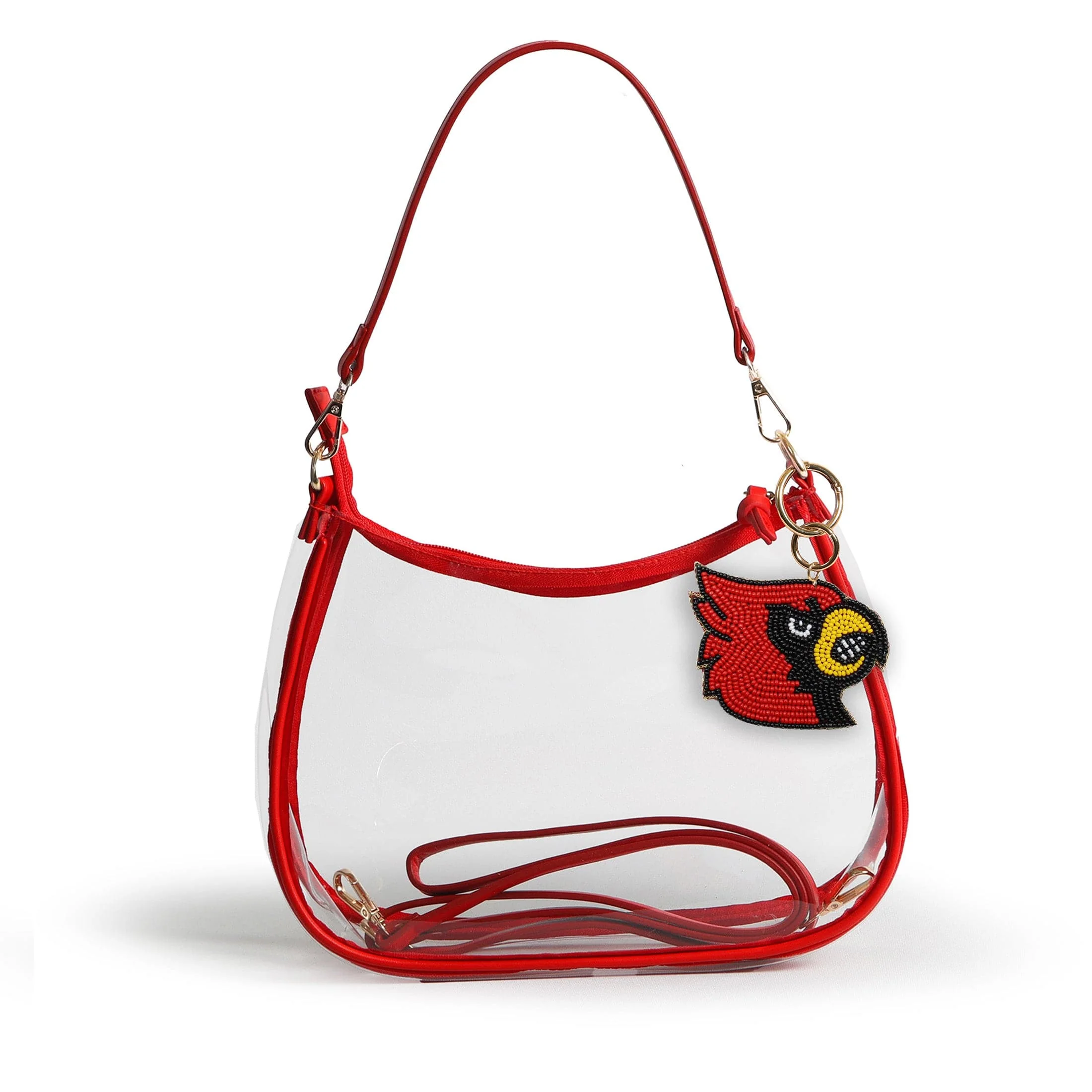 Sara Clear Purse with Beaded Charm – Louisville Cardinals