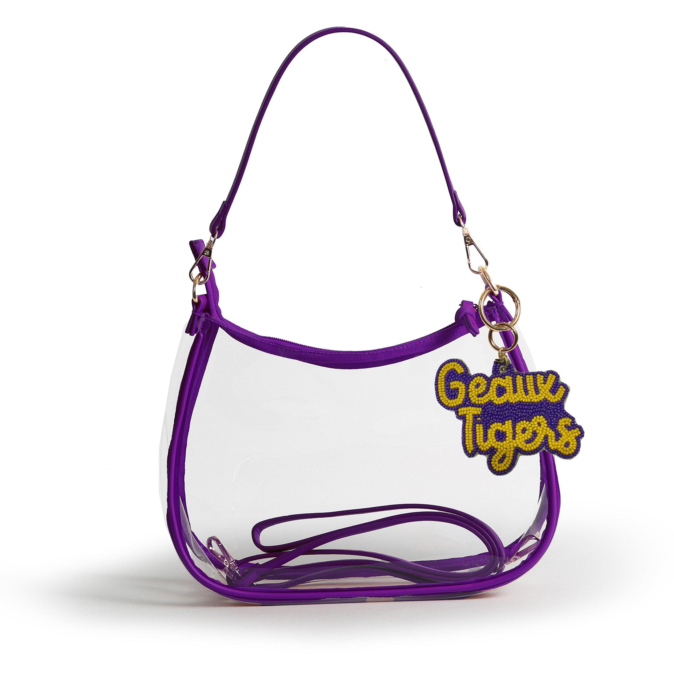 Sara Clear Purse with Beaded Charm – LSU Tigers