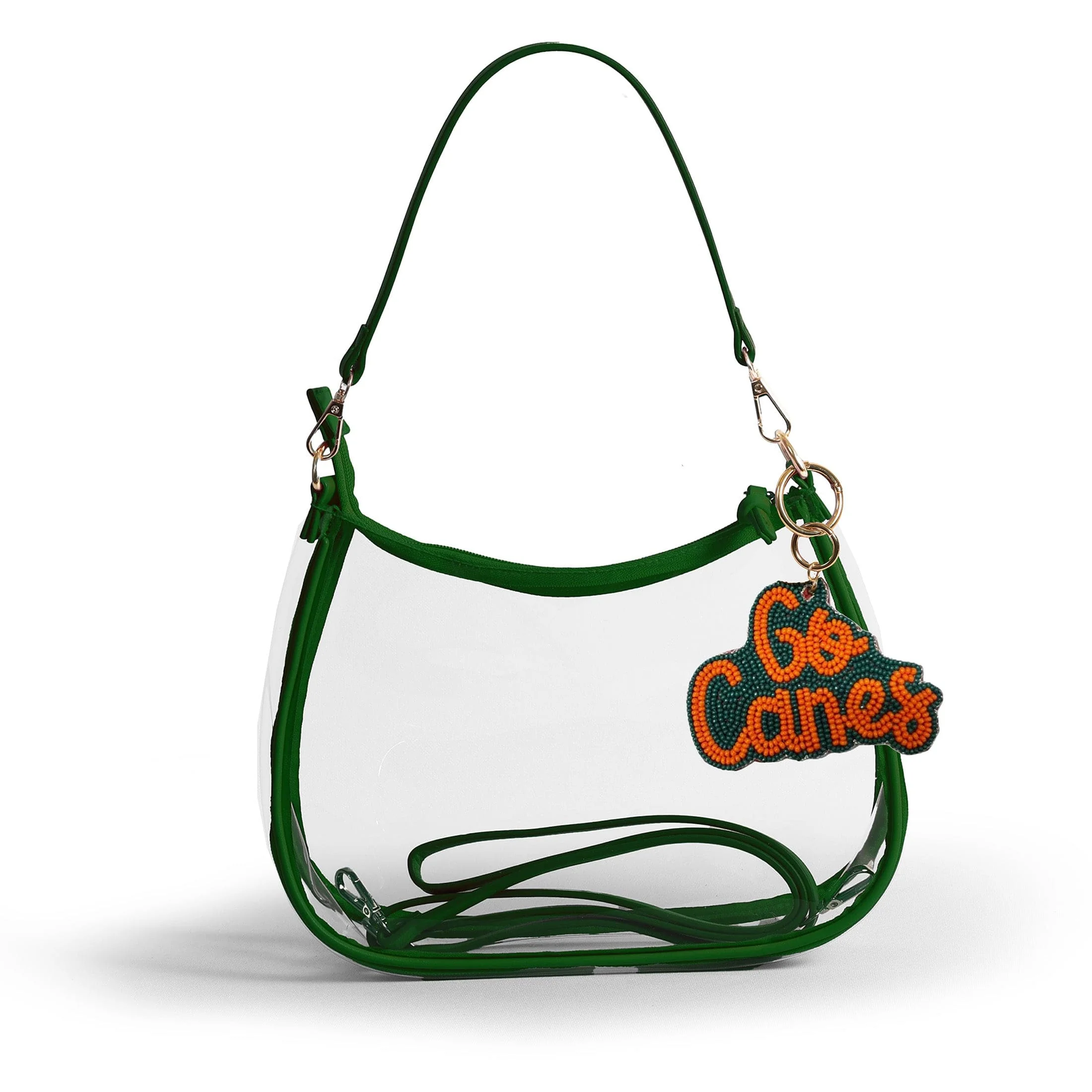 Sara Clear Purse with Beaded Charm – Miami Hurricanes