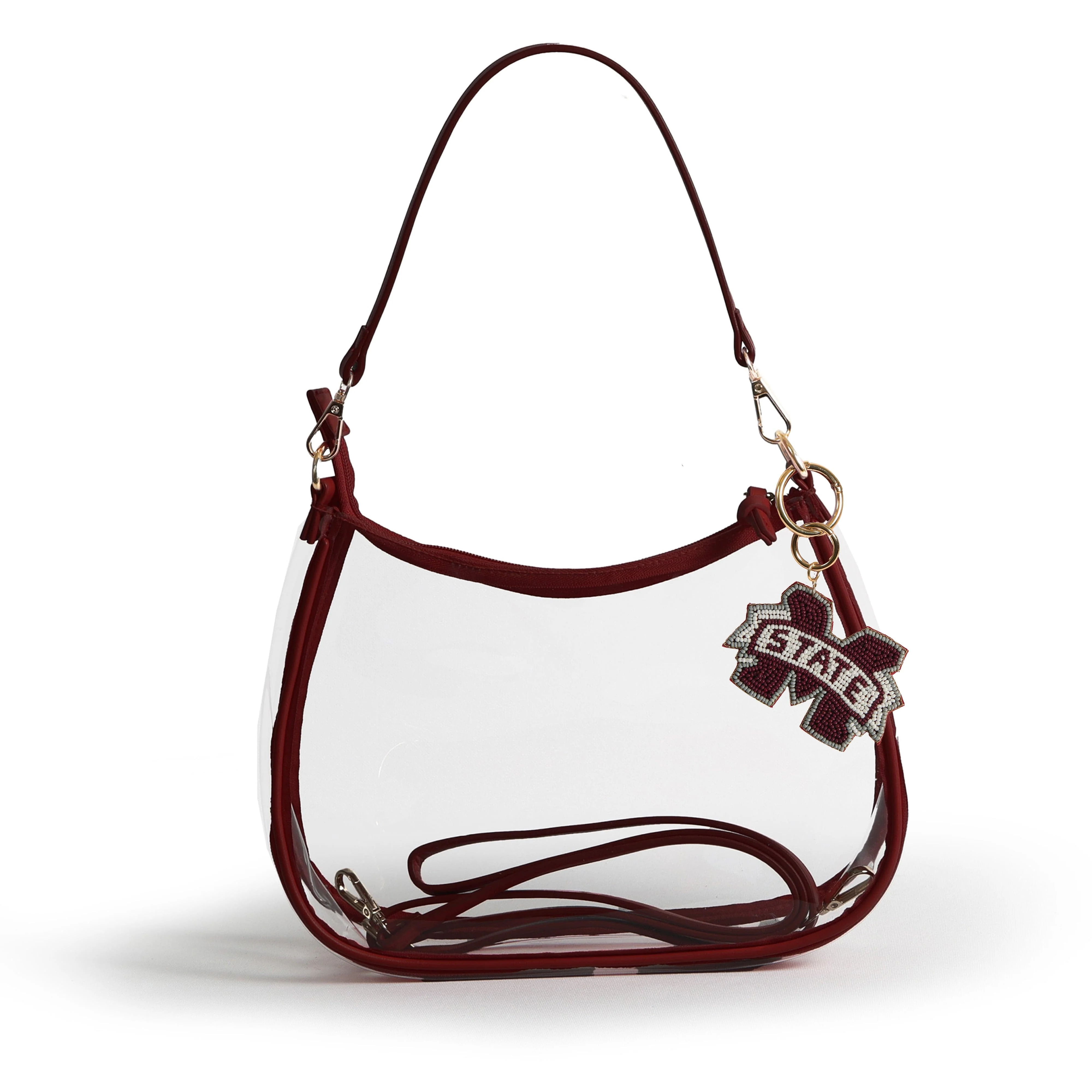Sara Clear Purse with Beaded Charm – Mississippi State Bulldogs