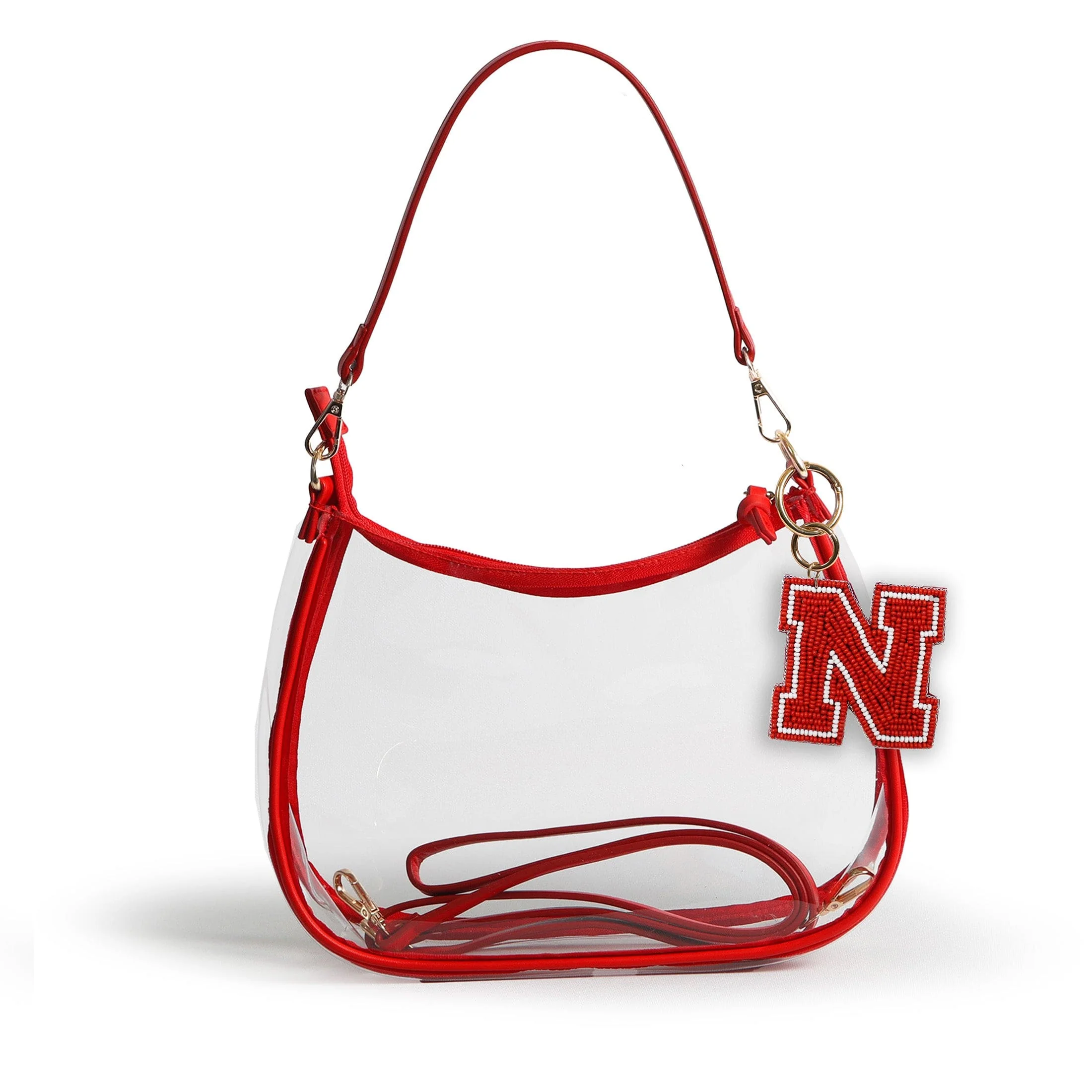 Sara Clear Purse with Beaded Charm – Nebraska Huskers