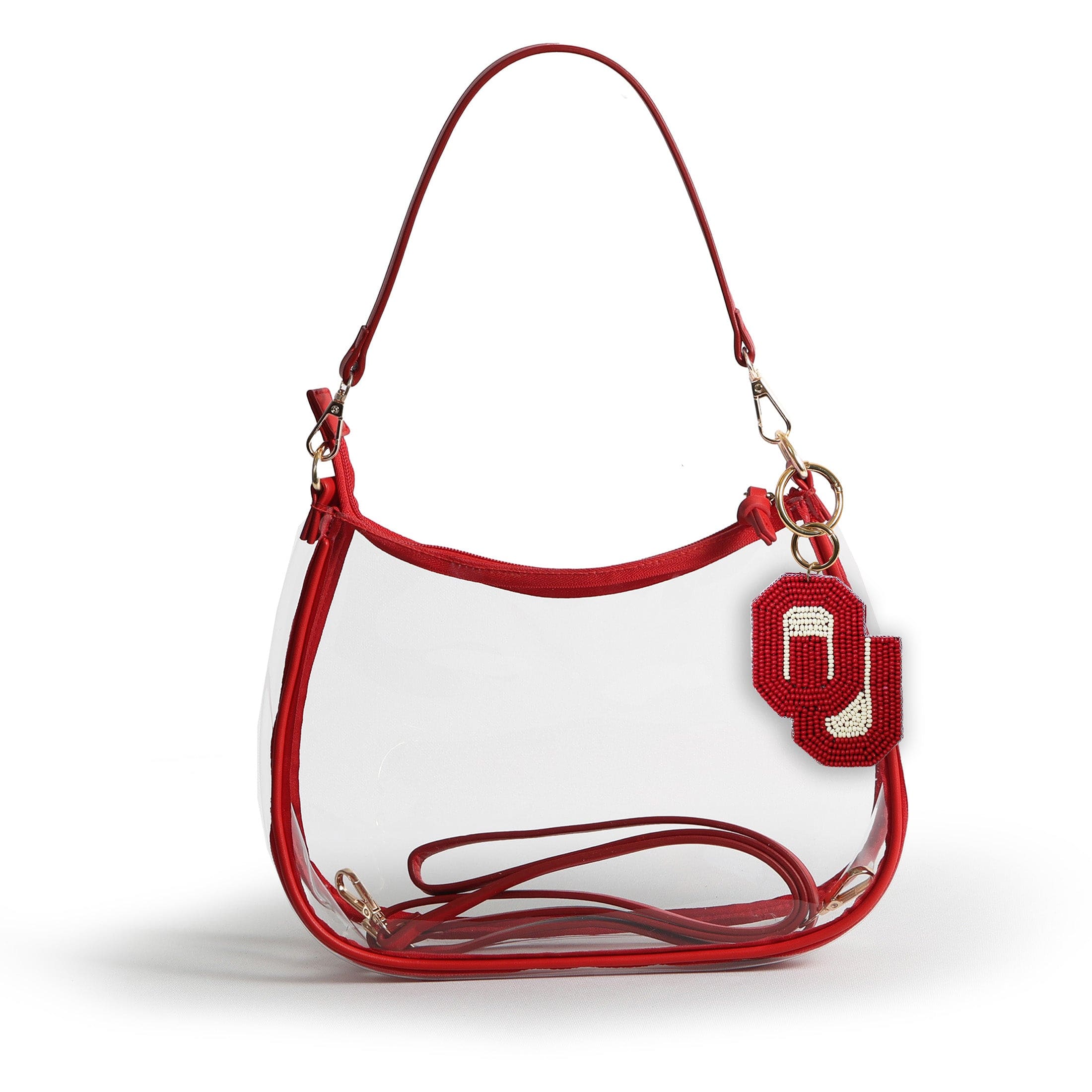 Sara Clear Purse with Beaded Charm – Oklahoma Sooners