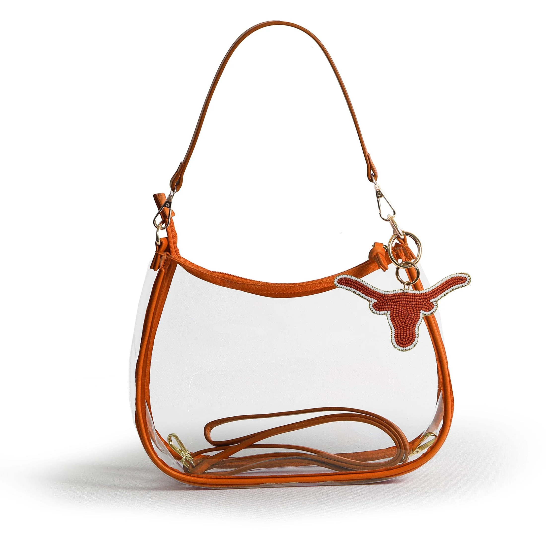 Sara Clear Purse with Beaded Charm – Texas Longhorns