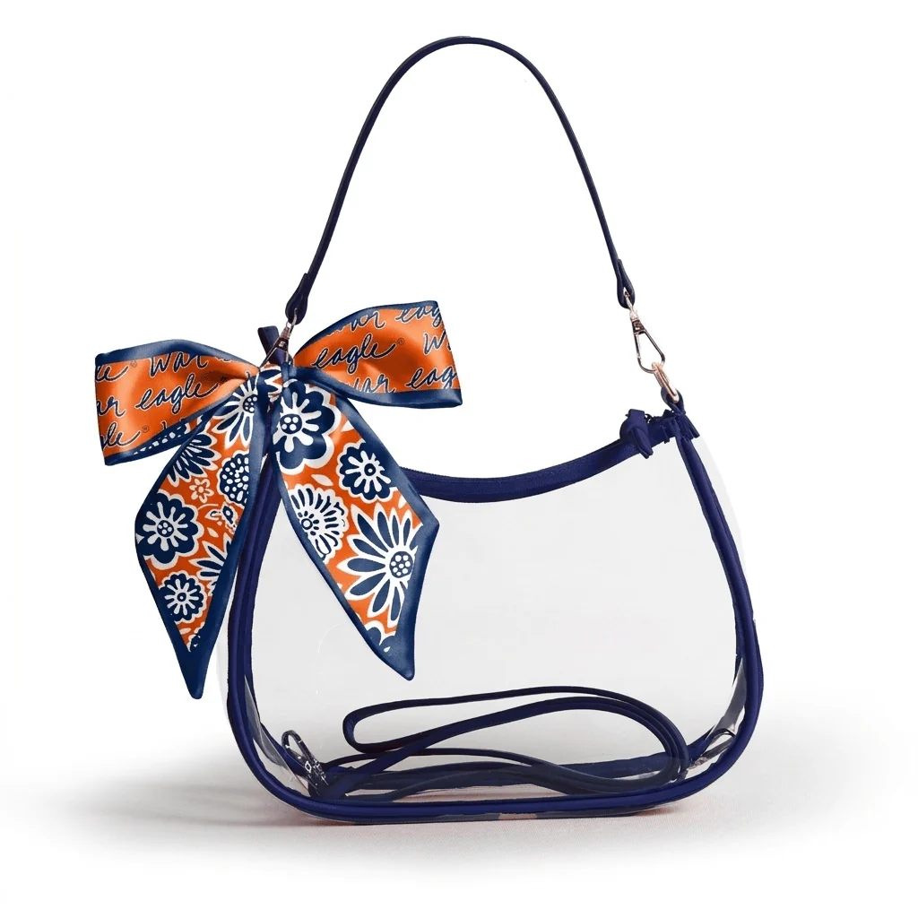 Sara Large Clear Purse with Skinny Scarf – Auburn Tigers