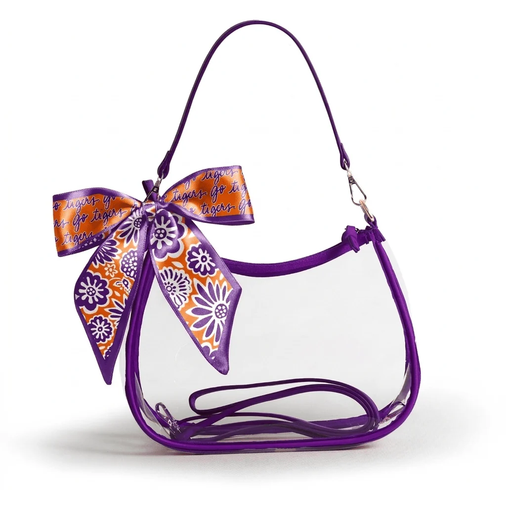 Sara Large Clear Purse with Skinny Scarf – Clemson Tigers