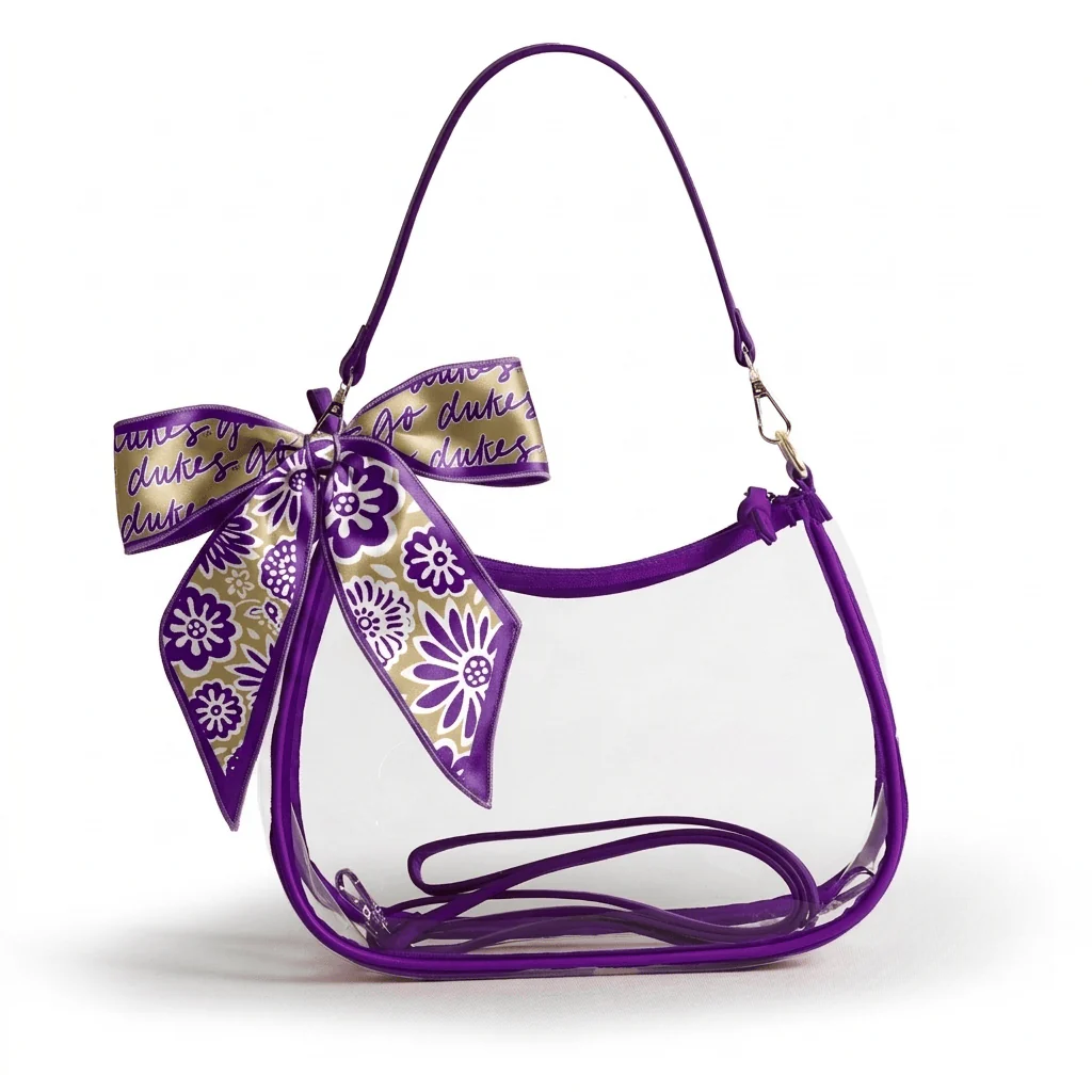Sara Large Clear Purse with Skinny Scarf – James Madison Dukes