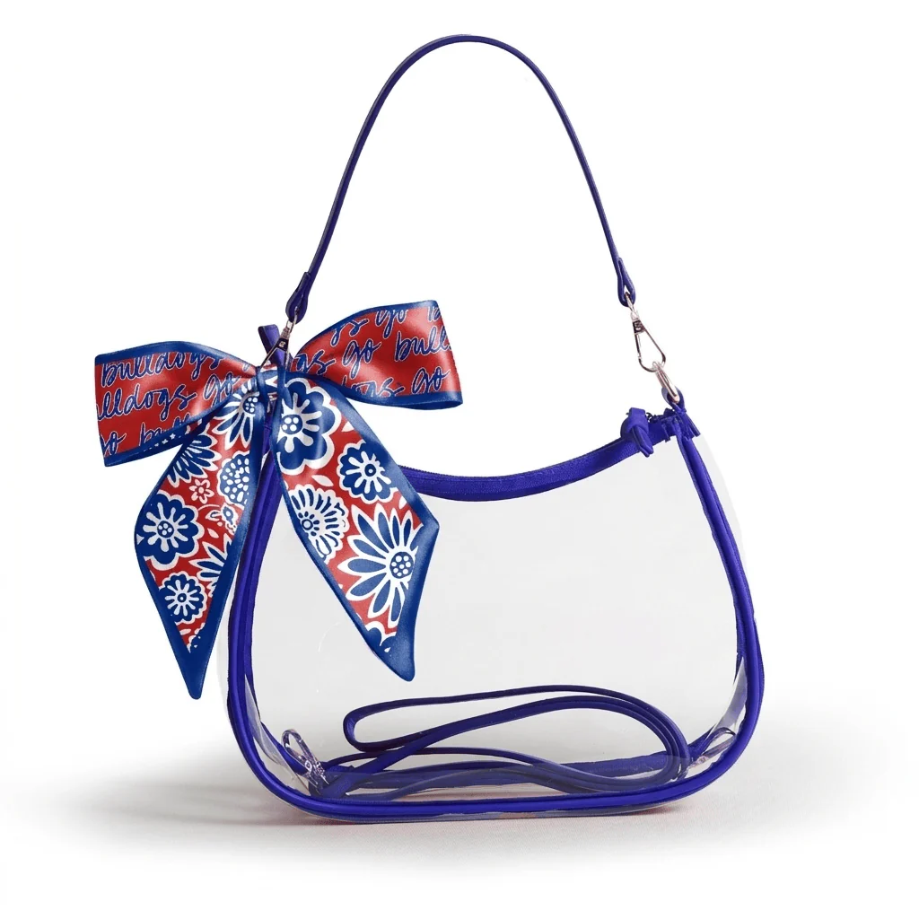 Sara Large Clear Purse with Skinny Scarf – Louisiana Tech Bulldogs
