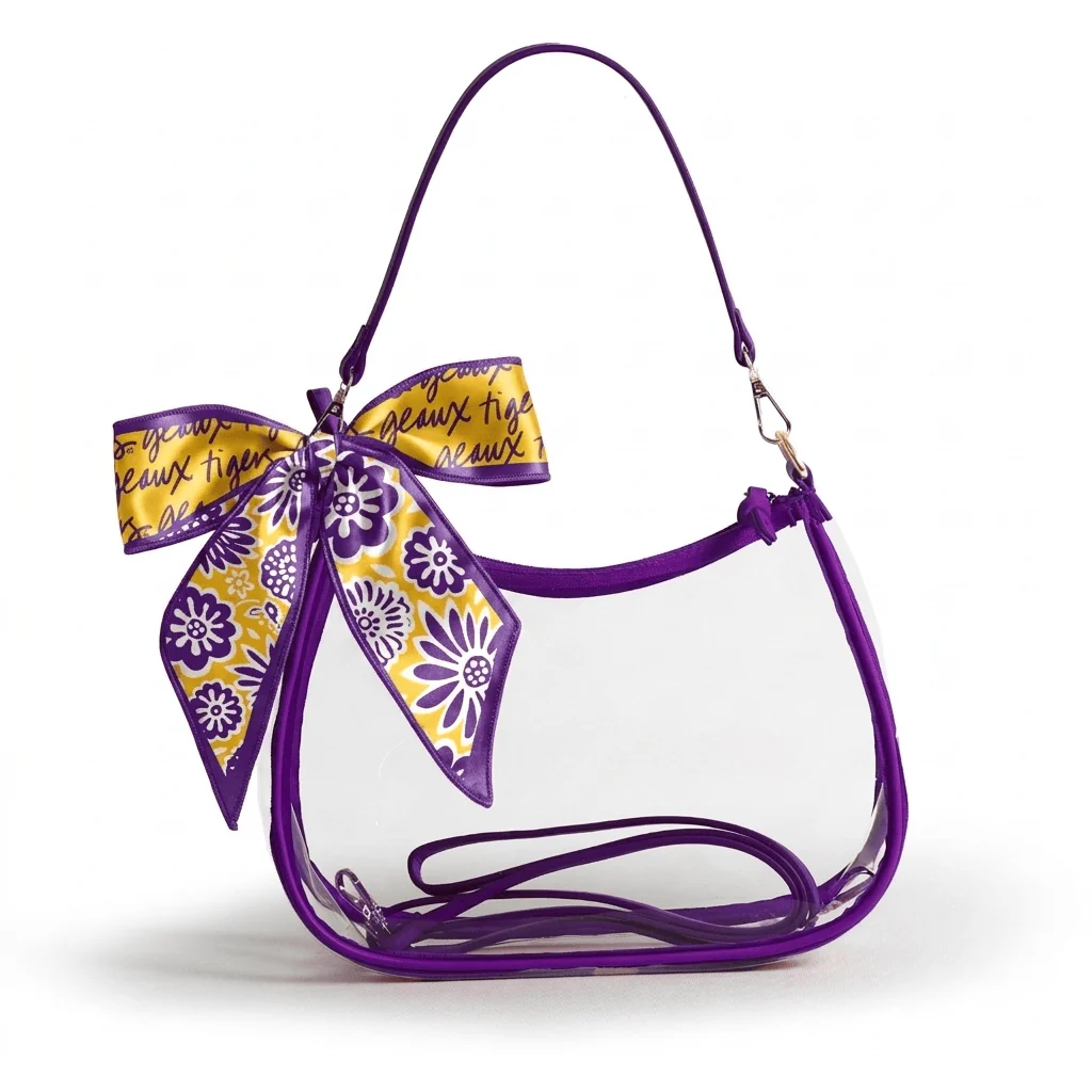Sara Large Clear Purse with Skinny Scarf – LSU Tigers