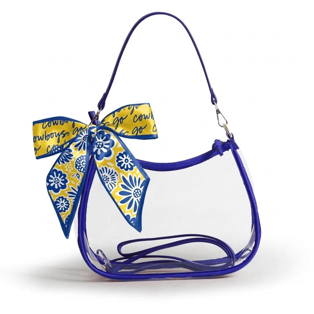 Sara Large Clear Purse with Skinny Scarf – McNeese State Cowboys