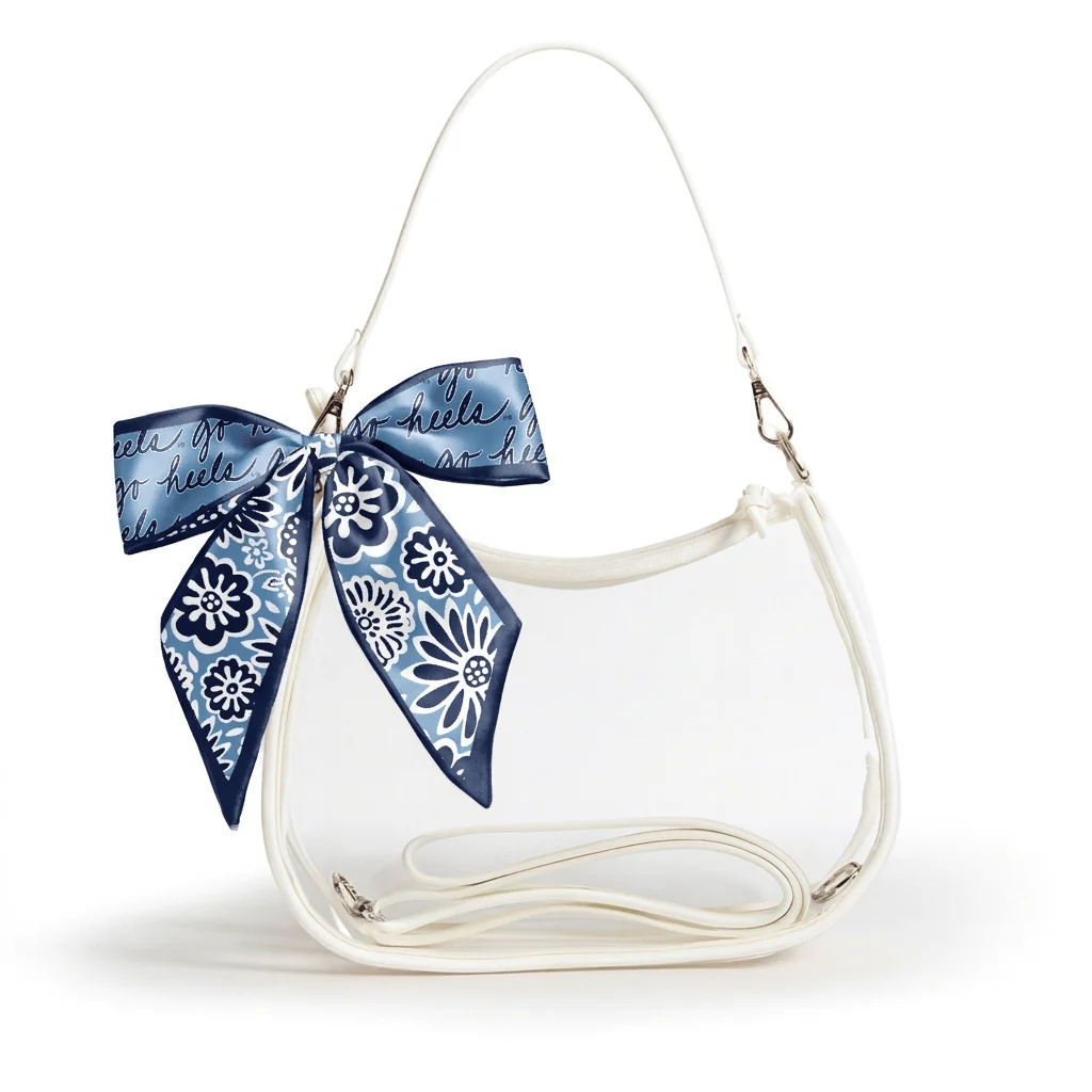 Sara Large Clear Purse with Skinny Scarf – North Carolina Tar Heels