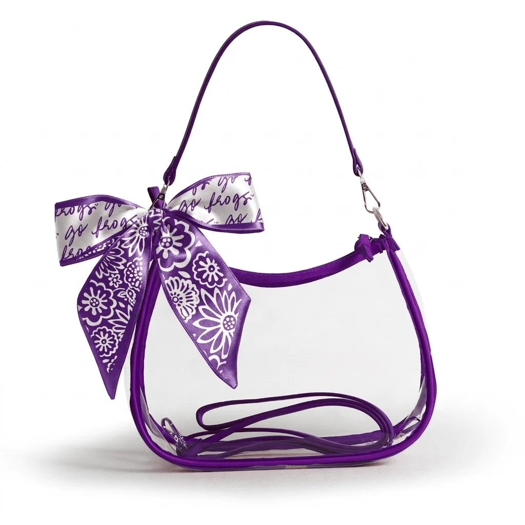 Sara Large Clear Purse with Skinny Scarf – TCU Horned Frogs