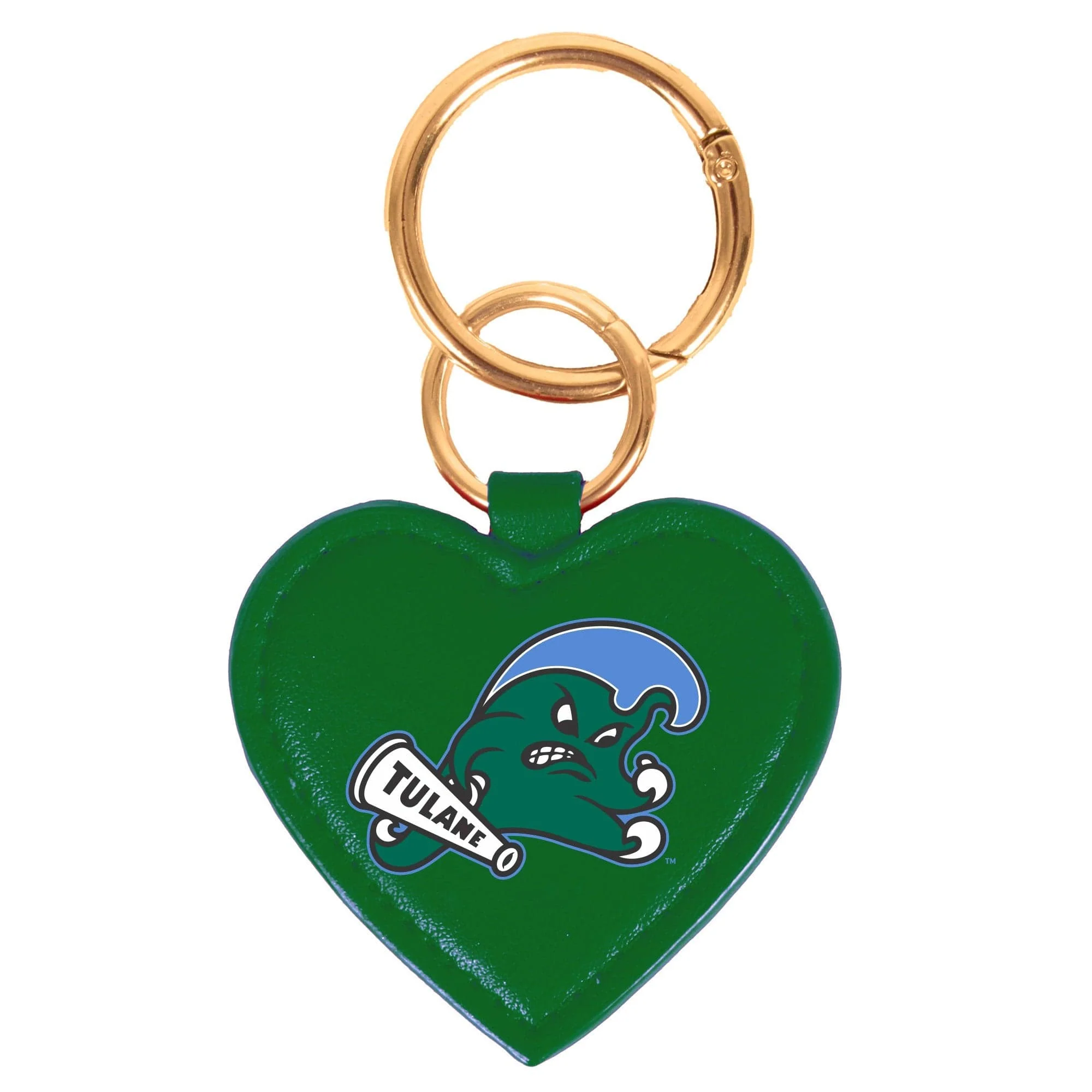 Tulane Green Wave Heart Purse Charm/ Key Ring by Desden